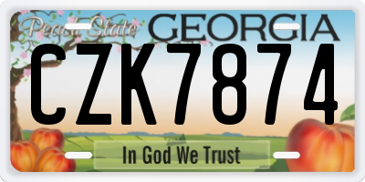 GA license plate CZK7874