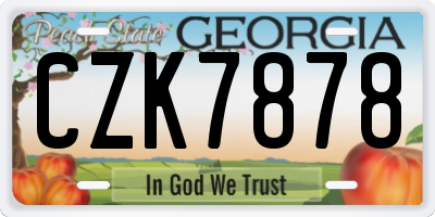 GA license plate CZK7878