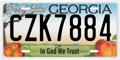 GA license plate CZK7884
