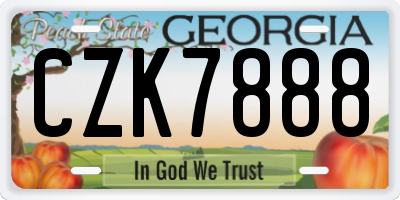GA license plate CZK7888