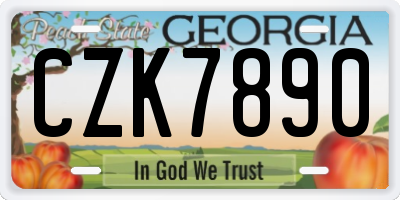 GA license plate CZK7890