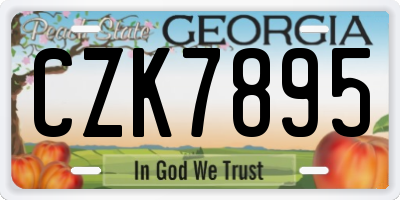 GA license plate CZK7895