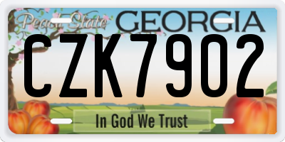 GA license plate CZK7902