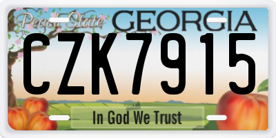 GA license plate CZK7915