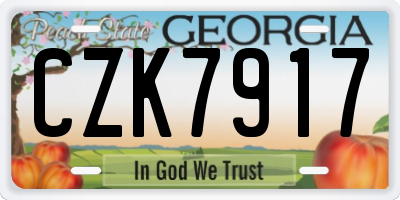 GA license plate CZK7917