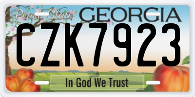 GA license plate CZK7923