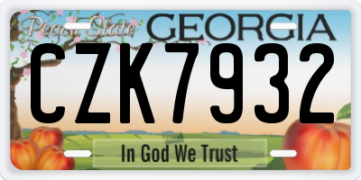 GA license plate CZK7932