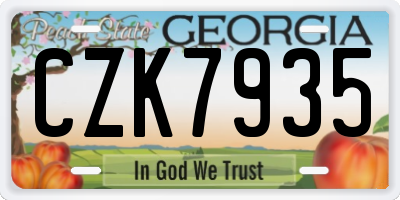 GA license plate CZK7935