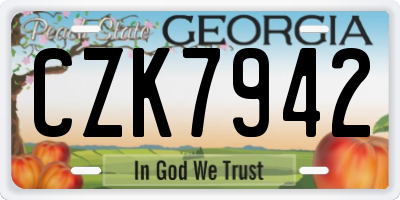 GA license plate CZK7942