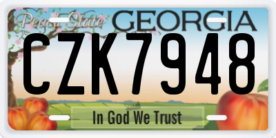 GA license plate CZK7948