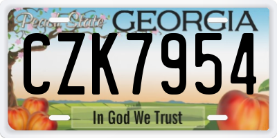 GA license plate CZK7954