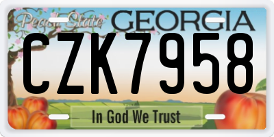 GA license plate CZK7958