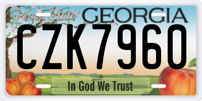 GA license plate CZK7960
