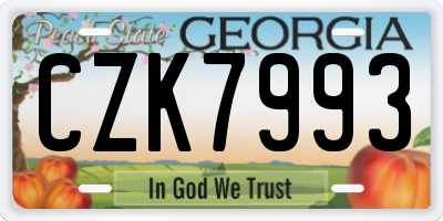 GA license plate CZK7993