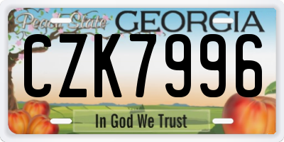 GA license plate CZK7996