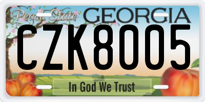 GA license plate CZK8005