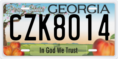 GA license plate CZK8014