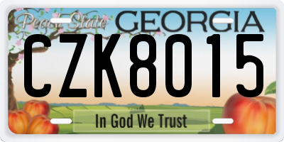 GA license plate CZK8015
