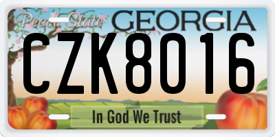 GA license plate CZK8016