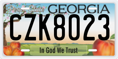 GA license plate CZK8023
