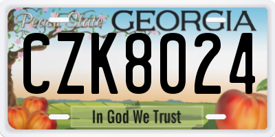 GA license plate CZK8024