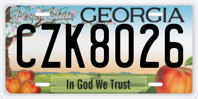 GA license plate CZK8026