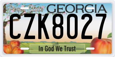 GA license plate CZK8027