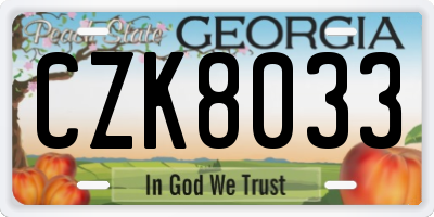 GA license plate CZK8033