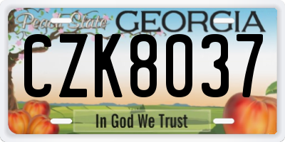 GA license plate CZK8037