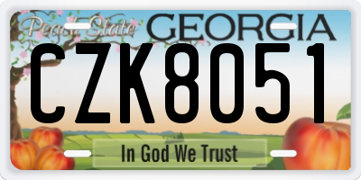 GA license plate CZK8051