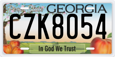 GA license plate CZK8054