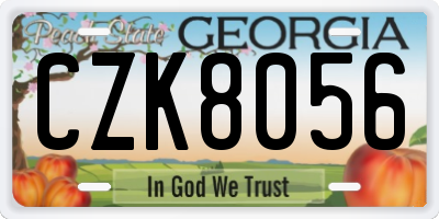 GA license plate CZK8056