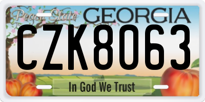 GA license plate CZK8063