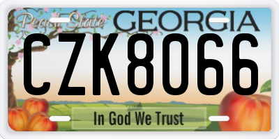 GA license plate CZK8066