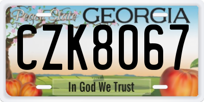 GA license plate CZK8067