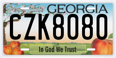 GA license plate CZK8080