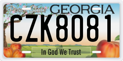 GA license plate CZK8081