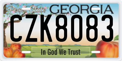 GA license plate CZK8083