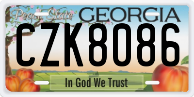 GA license plate CZK8086