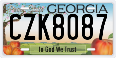 GA license plate CZK8087