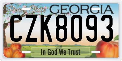 GA license plate CZK8093