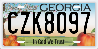 GA license plate CZK8097