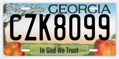 GA license plate CZK8099