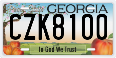 GA license plate CZK8100