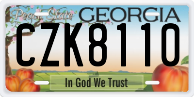 GA license plate CZK8110
