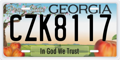GA license plate CZK8117