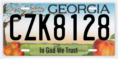 GA license plate CZK8128
