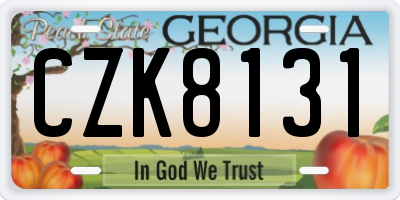 GA license plate CZK8131