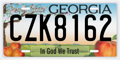 GA license plate CZK8162