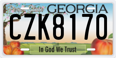 GA license plate CZK8170